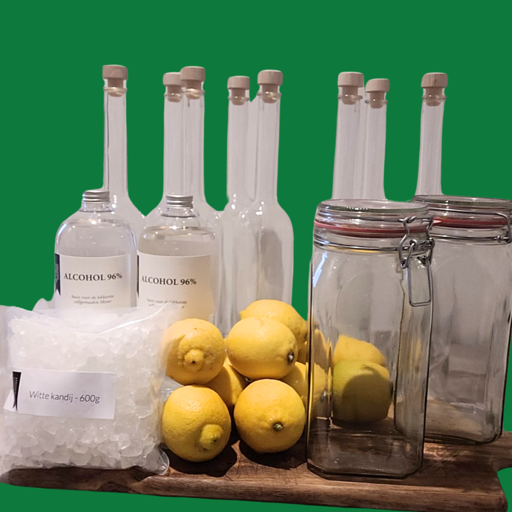 limoncello pakket deluxe met citroenen en alcohol