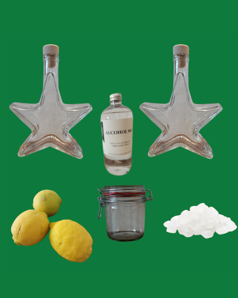 limoncello basis pakket met stervormige flessen